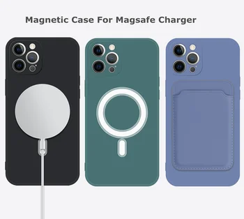 Podpora Magsafe Bezdrôtové Nabíjanie Shockproof Kryt Kremíka Magnectic Telefón puzdro Pre iPhone 12 Pro Max 12 Mini Xs Max XR X 7