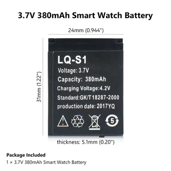 Podpora Smart Sledovať Batériu, LQ-S1 3,7 V NABÍJATEĽNÁ LÍTIOVÁ BATÉRIA PRE INTELIGENTNÉ HODINKY DZ09 QW09