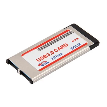 PODPORU! 2 Port USB 3.0 Express Card Adaptér Hub Cardbus pre Notebook