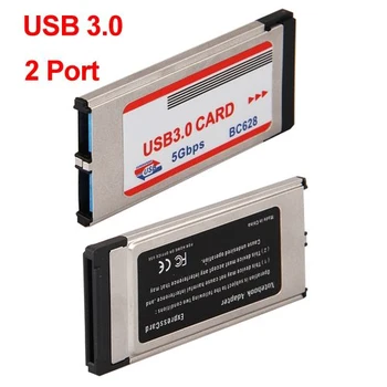 PODPORU! 2 Port USB 3.0 Express Card Adaptér Hub Cardbus pre Notebook