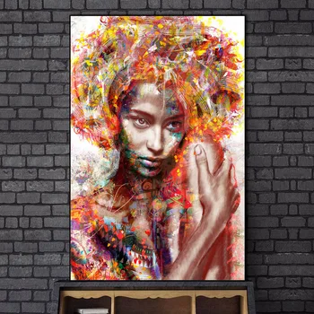 Portrét Africké Umenie Žena Plátne, Obrazy Na Stenu, Umenie Plagáty A Vytlačí Abstraktný Graffiti Art Obrázky Domáce Dekorácie