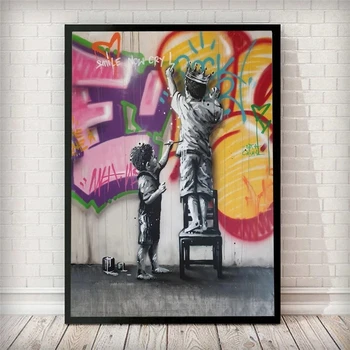 Portrét Obrázok Plátno na Maľovanie deti Chlapec Stenu Umenie Graffiti Domova Abstraktné Dievča Obrázky Bansky umenie Plagáty a Výtlačky