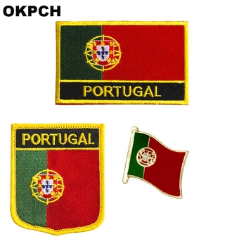 Portugalsko vlajkou patch odznak 3ks Sada Záplat pre Oblečenie DIY Dekorácie PT0146-3