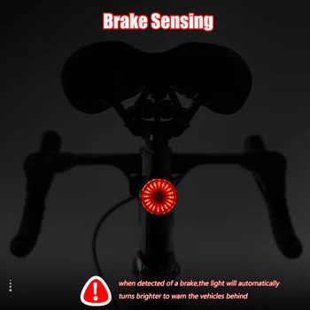 Požičovňa Smart Auto Brzdu na Snímanie Svetla, jazda na Bicykli Štart/Stop Lampa IPX6 Nepremokavé USB Nabíjateľné MTB Bike LED Chvost Zadné Svetlo