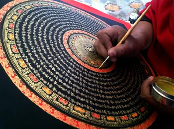 Pradžňa korálky Čierny text diamantová sútra šesť slov mandala Nepál lama čisto ručne maľované thangka obrazy