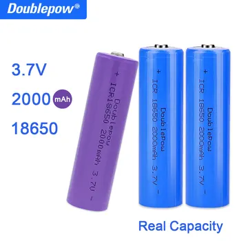 Pravda, Kapacita nový, originálny Doublepow 18650 batéria 3,7 v 2000mah 18650 nabíjateľná lítiová batéria pre baterku batérie