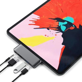 Pre iPad pro 2018 Typ-C Mobile Pro Hub Adaptér USB 3.1 na USB-C PD Plnenie 4K HDMI, USB 3.0 a 3.5 mm Jack pre Slúchadlá pre Samsung