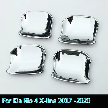 Pre Kia Rio 4 X-line 2017 2018 2019 2020 Chrome Uhlíkových Vlákien Dverí Rukoväť Kryt Pohár Misy Výbava Nálepky Prekrytie Styling Príslušenstvo
