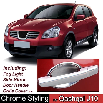 Pre Nissan Qashqai J10 2007 2008 2009 - 2013 Chrome Predné, Zadné Hmlové Svetlo Dvere Miska, Rukoväť, Bočné Zrkadlo Pokrytie Výbava Príslušenstvo