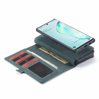Pre Samsung galaxy note 10 Plus 20 S20 Ultra A51 A71 bezdrôtové Nabíjanie Zadný Kryt Zipsu Peňaženky 17 Kartu 2 v 1, Kožené puzdro