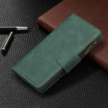 Pre Samsung Galaxy Note 10 Plus Lite Luxusné Flip Zips, Kožené Peňaženky Taška Držiteľa Karty Odnímateľná Magnetická Zadný Kryt Telefónu Prípade