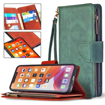 Pre Samsung Galaxy Note 10 Plus Lite Luxusné Flip Zips, Kožené Peňaženky Taška Držiteľa Karty Odnímateľná Magnetická Zadný Kryt Telefónu Prípade