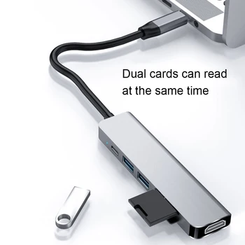 Prenosné USB 3.0 vysokorýchlostné Porty Typ-C Rozbočovač Usb-C až 4K 30HZ HD Notebook PD Plnenie SD