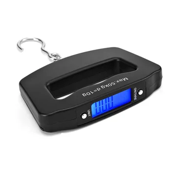 Prenosný Mini Digitálny ručný 50 kg*10g Ryby Háčik Visí Rozsahu Elektronické Váhy Batožiny Rozsahu Modro Podsvietený LED Displej