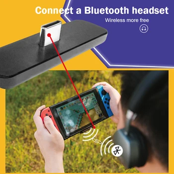 Prevodník Pre Prepínanie Draadloze Bluetooth Audio Prijímač Zender Adaptér USB-C Splnené Microfoon Voor Nintendo Prepínač / PS4 Pc
