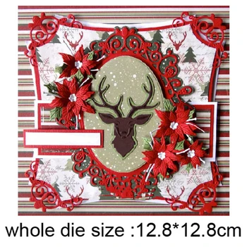 Prispôsobiť zomrie Vianočné Deer Photo Frame Rezanie Kovov Zomrie Vzorkovníka Zomrie Scrapbooking Karty, Takže Razba Ručné Remeselné zomrie