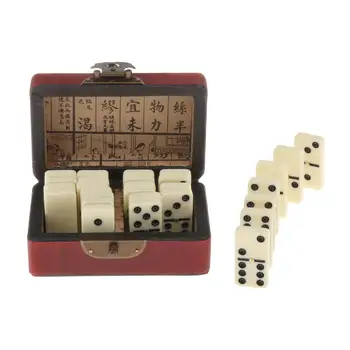 Profesionálne Dvojité Šesť 28 ks Domino Set s Drevenými Úložný Box Tradičné Klasické Rekreačné Strany Rodiny Dosková Hra
