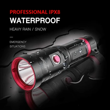 Profesionálne LED Potápačská Baterka Silný P70.2 Horák IPX8 Potápanie Lampa 150M pod vodou Svietidla Nepremokavé 26650/18650 Svetlo