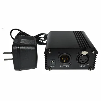 Profesionálny 1 Kanál Kondenzátora Mikrofón Napájanie 48V Phantom Power Adaptér