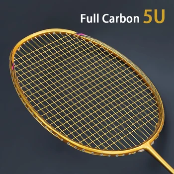 Profesionálnych Karbónový 5U Raketa Badminton Taška S Reťazcom Urážlivé Typ Rakety Raquette Ultralight Grip Padel Raqueta Nenavlečené