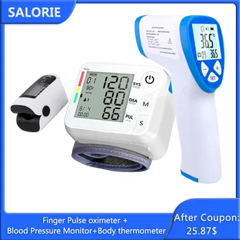 Prst Pulzný Oximeter Digitálne Zápästie Krvný Tlak Monitor Sphygmomanometer Lekárske Telo Teplomer Teplota Zbraň Zdravotnej Starostlivosti