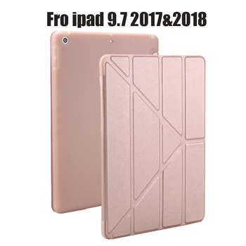 Prípad pre Nový iPad 9.7 palca 2017 2018 Uvoľnenie, Mäkké silikónové spodnej+PU Kožené puzdro Smart Cover Auto Spánku Pre Nový iPad, 9.7