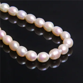 Prírodná Biela Usadenina 9-10 mm oválne voľné zemiakov kolo pearl korálky pre Šperky, takže náramok, náhrdelník náušnice materiál urob si sám
