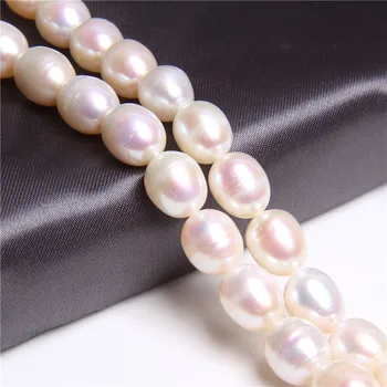 Prírodná Biela Usadenina 9-10 mm oválne voľné zemiakov kolo pearl korálky pre Šperky, takže náramok, náhrdelník náušnice materiál urob si sám