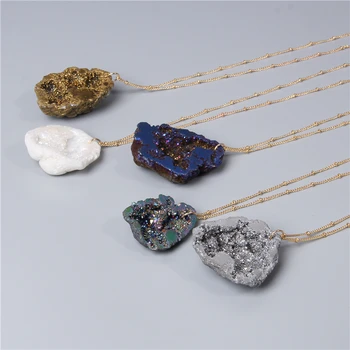 Prírodné agates druzy crystal geode Minerálov prívesok náhrdelník lesklé liečivú energiu náhrdelník šperky veľkoobchod strany žien svadbu