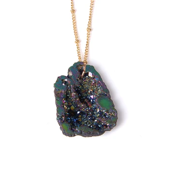 Prírodné agates druzy crystal geode Minerálov prívesok náhrdelník lesklé liečivú energiu náhrdelník šperky veľkoobchod strany žien svadbu