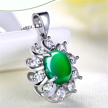 Prírodné Green Jade Chalcedony Kolo Prívesok 925 Strieborný Náhrdelník Čínsky Ručne Vyrezávané Kúzlo Šperky, Módne Amulet Darčeky pre Ženy