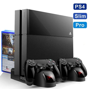 PS4/PS4 Slim/PS4 Pro Dual Radič Nabíjací Dock Konzoly Vertikálne Chladiaci Stojan Nabíjacej Stanice, LED Ventilátor Pre SONY Playstation 4