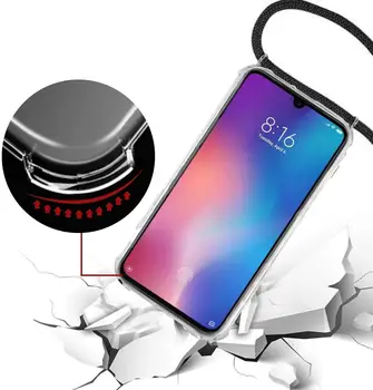 Puzdro Transparentné Anti-Shock Visí s Káblom Pre Xiao Pocophone F1 (4G) 6.18 