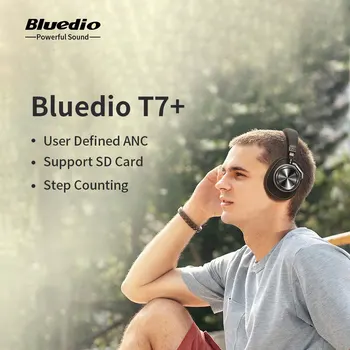Pôvodné Bluedio T7 Plus Bluetooth Slúchadlá NAK A Bezdrôtové Slúchadlá HIFI Zvuk Krok Počítanie Touch Ovládania Headsety VS H2