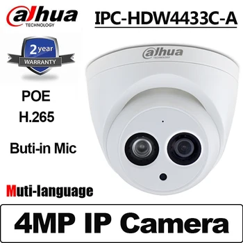 Pôvodné Dahua IPC-HDW4433C-A 4MP POE H. 265 Vstavaný Mikrofón Mini IP Kamera IP67 Dome POE Kamera Security Network Kamera
