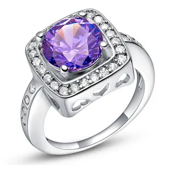 Pôvodné fialová biela 925 čisté Rýdze Striebro prstene pre ženy, Luxusné šperky, zásnubné r657