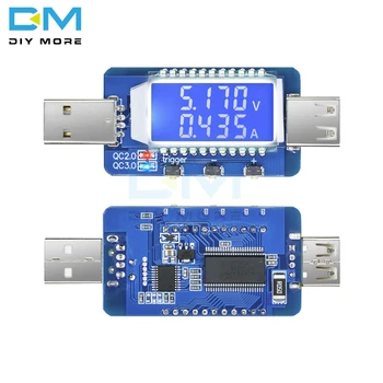 QC2.0 3.0 USB, Digitálny LCD Displej Elektronické Podvod USB Detektor Voltmeter Ammeter Napätie Volt Aktuálne Meter Spúšť Rýchlo Nabíjačka,