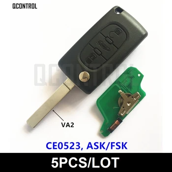 QCONTROL Diaľkové Skladací Kľúč pre CITROEN C5 C4 C3 C2 Berlingo Picasso Auto prívesok na 433MHz (CE0523 OPÝTAJTE/FSK, 3 Tlačidlá, VA2)