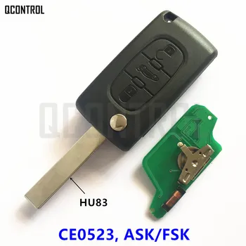 QCONTROL Keyless Entry Diaľkové Tlačidlo pre CITROEN C5 C4 C3 C2 Berlingo Picasso Auto Lock (CE0523 OPÝTAJTE/FSK, 3 Tlačidlá, HU83)