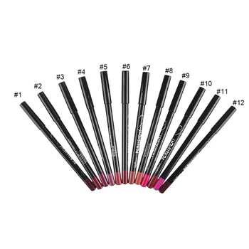 Qi 12pcs rôznych farieb Nepremokavé Lip Liner Ceruzka Ženy Profesionálny matný Dlhotrvajúci Lipliner ceruzka na pery make-up Nástroje