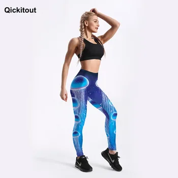 Qickitout Nový Príchod Teplej Predaj Ženy Legíny Medúzy 3D Fantasy Vytlačené Push Up Legíny Fitness Cvičenie Nohavice Drop Shipping