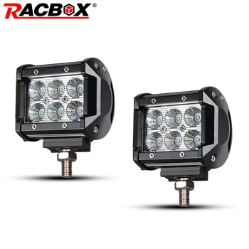 RACBOX 2 ks 4 palcový 18W LED Pracovné Svetlo Lampy Bar Slideable Povodňových Mieste Lúč 12V pre Auto, Traktor, Loď Motocykel 4WD ATV LED Svetlo