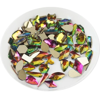 Rainbow Mix Tvar Nechtov umenie Drahokamu 100ks ploché zadné Sklo Kamienkami pre DIY Nechtov umelecké Dekorácie