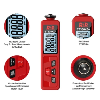 R&D ET330+ZN Červeného Laku Hrúbky Rozchod Meter Digitálnych Filmov pre autolak Tester s Podsvietením Hrúbka Náteru Meter NOVÉ