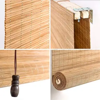 Retro Bamboo Reed Opony Bambusové Drevené Záclonové Roll Up Prírodné Žalúzie Odtiene, ktoré systém Windows Používa na Terasu je Možné Prispôsobiť