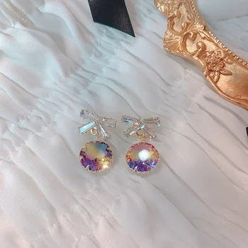 Retro barokový elegantné Bowknot Estetické farebné náušnice crystal zirkón drop náušnice pre ženu kórejský štýl šperky 2020