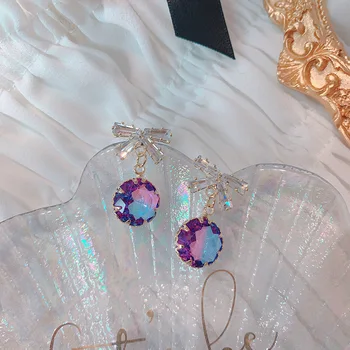 Retro barokový elegantné Bowknot Estetické farebné náušnice crystal zirkón drop náušnice pre ženu kórejský štýl šperky 2020