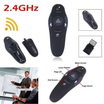 RF 2,4 GHz Bezdrôtové pripojenie USB PPT Ukazovateľ Klikateľné Presenter Remote powerPoint Diaľkové Ovládanie PPT Klikateľné Laserové Pero, Laserové ukazovátko