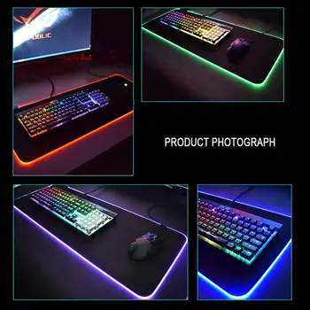 RGB 7 Farebné Svetelné Herné Podložka pod Myš s LED Osvetlenie Myš Podložka pre Notebook PC Desktop, Notebook Príslušenstvo