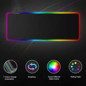 RGB 7 Farebné Svetelné Herné Podložka pod Myš s LED Osvetlenie Myš Podložka pre Notebook PC Desktop, Notebook Príslušenstvo